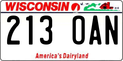 WI license plate 213OAN