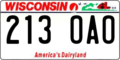 WI license plate 213OAO