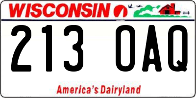 WI license plate 213OAQ