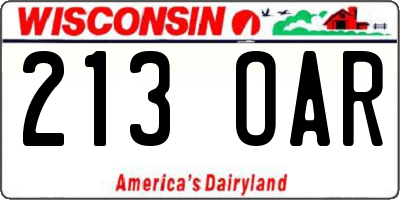 WI license plate 213OAR