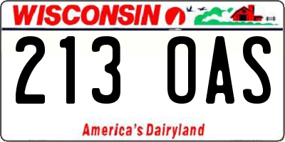 WI license plate 213OAS