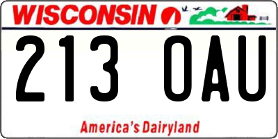WI license plate 213OAU