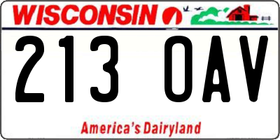 WI license plate 213OAV