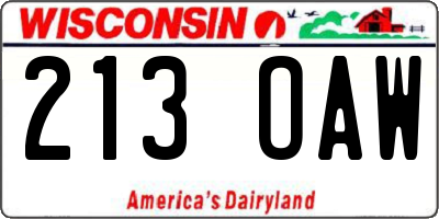 WI license plate 213OAW