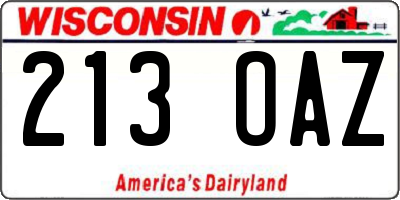 WI license plate 213OAZ