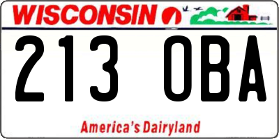 WI license plate 213OBA