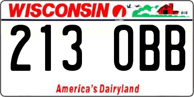 WI license plate 213OBB