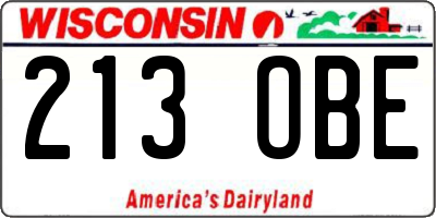 WI license plate 213OBE