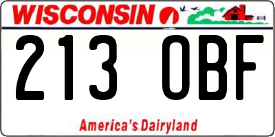 WI license plate 213OBF