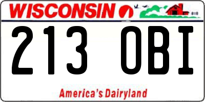WI license plate 213OBI
