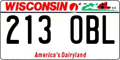 WI license plate 213OBL