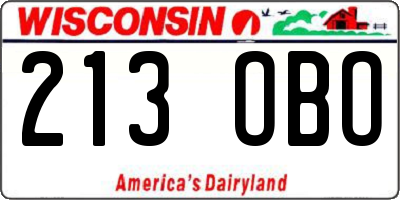 WI license plate 213OBO