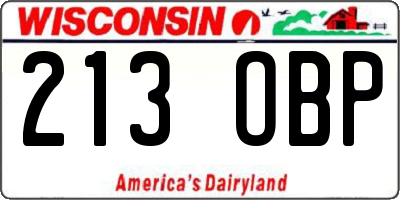 WI license plate 213OBP