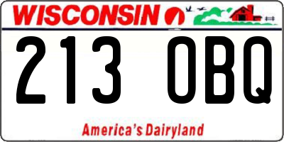 WI license plate 213OBQ