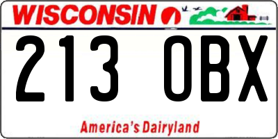 WI license plate 213OBX