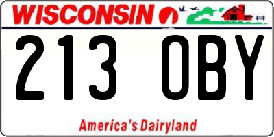 WI license plate 213OBY