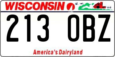 WI license plate 213OBZ