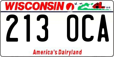 WI license plate 213OCA
