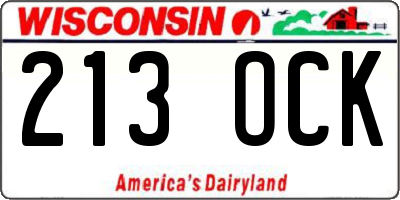 WI license plate 213OCK
