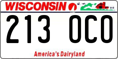 WI license plate 213OCO