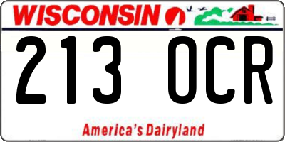 WI license plate 213OCR