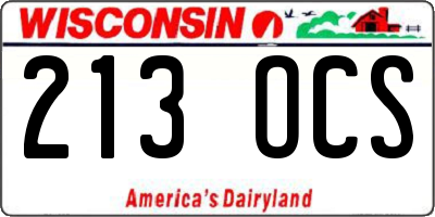 WI license plate 213OCS
