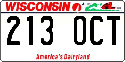 WI license plate 213OCT