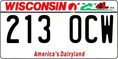 WI license plate 213OCW