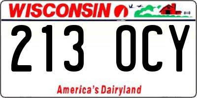 WI license plate 213OCY