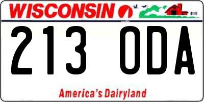 WI license plate 213ODA