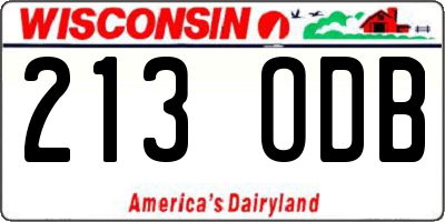 WI license plate 213ODB