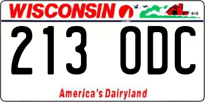 WI license plate 213ODC