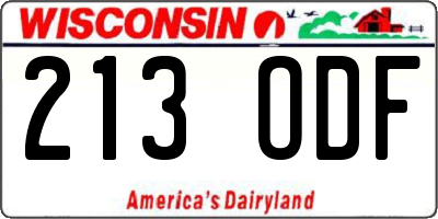 WI license plate 213ODF