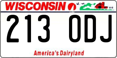 WI license plate 213ODJ