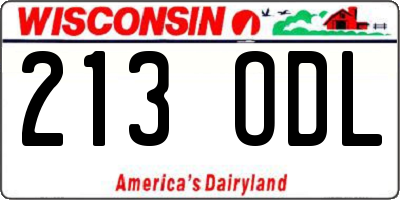 WI license plate 213ODL