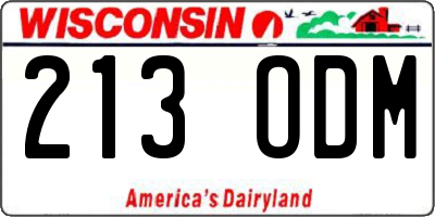 WI license plate 213ODM