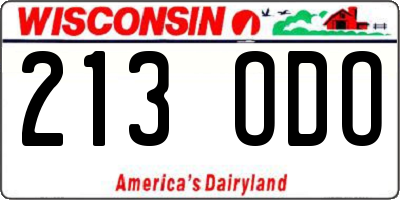 WI license plate 213ODO