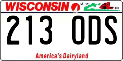 WI license plate 213ODS