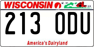 WI license plate 213ODU