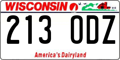 WI license plate 213ODZ