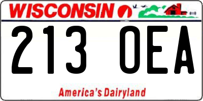 WI license plate 213OEA
