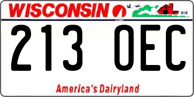 WI license plate 213OEC