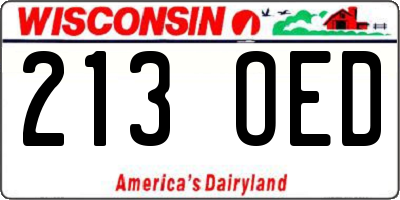 WI license plate 213OED