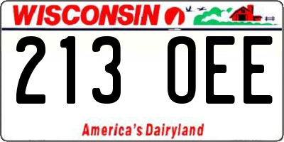 WI license plate 213OEE