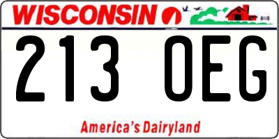 WI license plate 213OEG