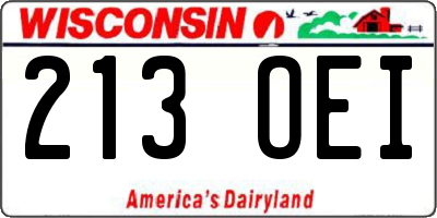 WI license plate 213OEI