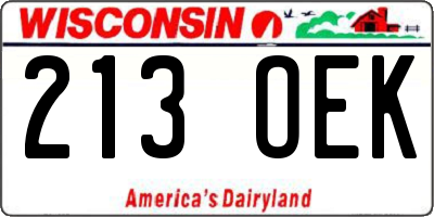 WI license plate 213OEK