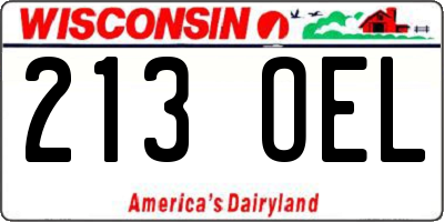 WI license plate 213OEL