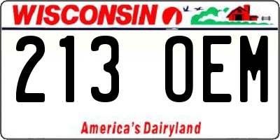 WI license plate 213OEM