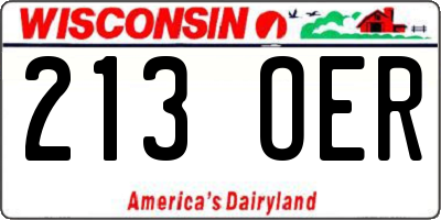 WI license plate 213OER